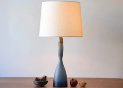 Hot Pamono Tall Danish Modern Gourd-Shaped Table Lamp in Blue Glass from Kastrup Holmegaard, 1960s