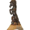 Discount Pamono Tall Hand-Carved Sculpture of Rearing Horse and Foal