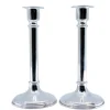 Pamono Tall Silver Candlesticks with Smooth Stems and Circular Bases> Candleholders