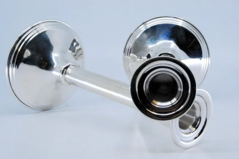 Pamono Tall Silver Candlesticks with Smooth Stems and Circular Bases> Candleholders