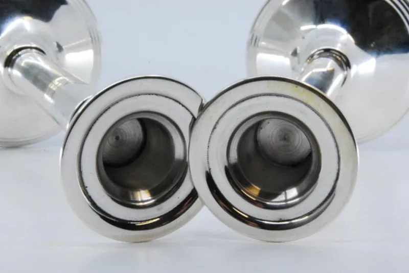 Pamono Tall Silver Candlesticks with Smooth Stems and Circular Bases> Candleholders