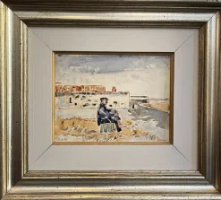 Pamono Tamburi, Old Man by the Sea, 20th Century, Watercolor Painting> Work On Paper