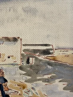 Pamono Tamburi, Old Man by the Sea, 20th Century, Watercolor Painting><noscript><img width=