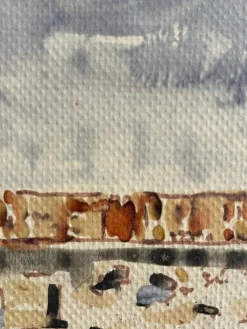 Pamono Tamburi, Old Man by the Sea, 20th Century, Watercolor Painting><noscript><img width=