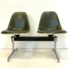 Pamono Tandem Bench in Fiberglas and Leather Seat by Charles & Ray Eames for Herman Miller, 1960s> Benches