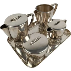 Pamono Tea / Coffee Set attributed to Gio Ponti for Parco Dei Principi Hotel, Rome, 1960s, Set of 5> Coffee & Tea Service
