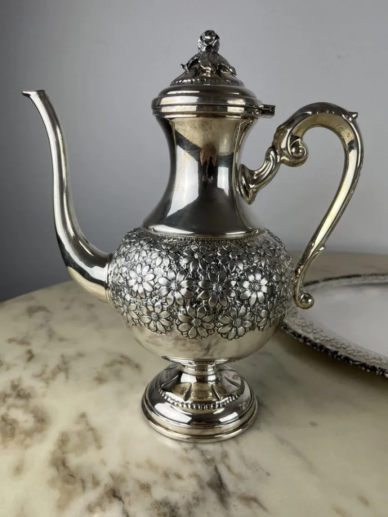 Online Pamono Tea and Coffee Service & Tray in 800 Silver, Italy, 1980s, Set of 5