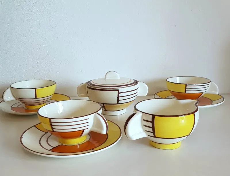 New Pamono Tea Service by Eva Stricker-Zeisel for Schramberg, 1920s, Set of 9