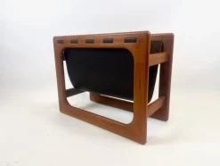 Pamono Teak & Leather Magazine Rack attributed to Aksel Kjersgaard for Salin Mobler, 1970s> Magazine Racks