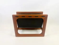 Pamono Teak & Leather Magazine Rack attributed to Aksel Kjersgaard for Salin Mobler, 1970s><noscript><img width=