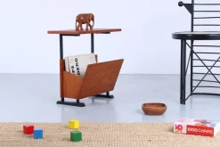 New Pamono Teak and Black Magazine Rack by Cees Braakman for Pastoe, 1950s