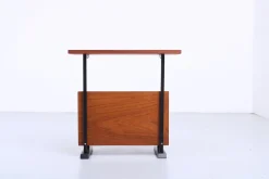 New Pamono Teak and Black Magazine Rack by Cees Braakman for Pastoe, 1950s