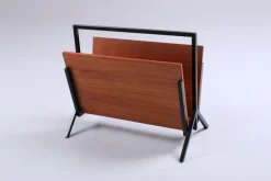 Outlet Pamono Teak and Black Magazine Rack by Cees Braakman for Pastoe, 1950s