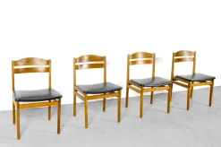 Pamono Teak and Leatherette Dining Chairs, 1960s, Set of 4><noscript><img width=