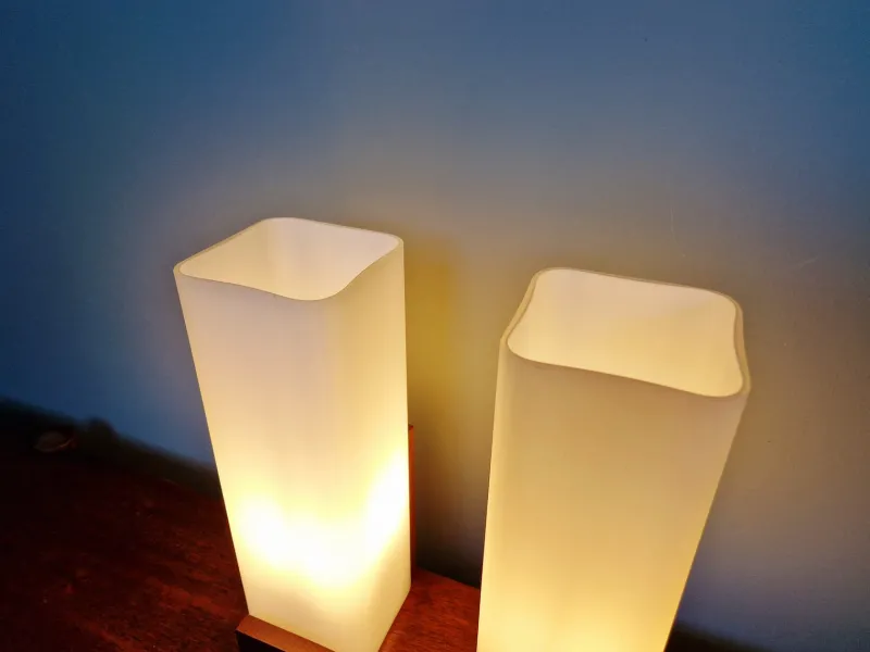 New Pamono Teak and White Opaline Wall Lights by Louis Kalff, 1960, Set of 2