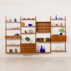 Pamono Teak 4-Bay Wall Unit by Poul Cadovius for Cado, Denmark, 1960s> Shelves & Wall Units
