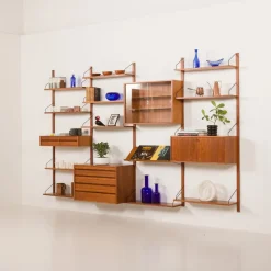 Pamono Teak 4-Bay Wall Unit by Poul Cadovius for Cado, Denmark, 1960s><noscript><img width=