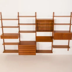 Pamono Teak 4-Bay Wall Unit by Poul Cadovius for Cado, Denmark, 1960s><noscript><img width=