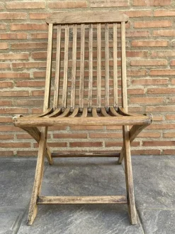 Pamono Teak Folding Deck Chair with Slat Back from Scan Com, 1960s> Garden Seating