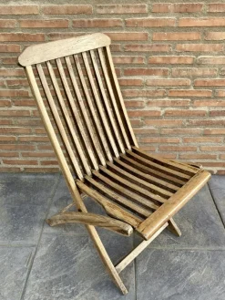 Pamono Teak Folding Deck Chair with Slat Back from Scan Com, 1960s><noscript><img width=