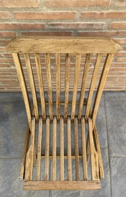 Pamono Teak Folding Deck Chair with Slat Back from Scan Com, 1960s><noscript><img width=
