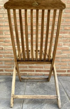 Pamono Teak Folding Deck Chair with Slat Back from Scan Com, 1960s><noscript><img width=
