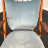 Pamono Teak Rocking Chair with Mohair Velvet Cover in Ice Blue by Frank Reenskaug for Bramin, Denmark, 1960s> Rocking Chairs