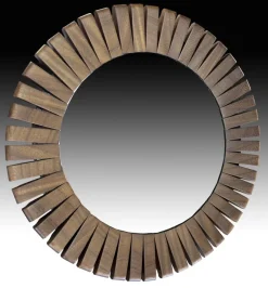 Hot Pamono Teak Segmented Circular Mirror