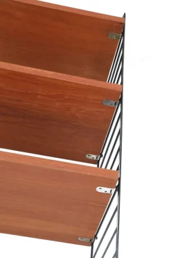 New Pamono Teak String Wall Shelf with Magazine Rack by Kajsa & Nisse Strinning, 1960s