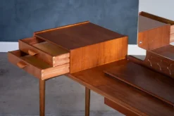 Clearance Pamono Teak Vanity Table with Mirror and Storage, Denmark, 1960s