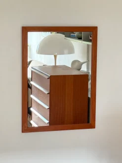 Pamono Teak Wall Mirror by Kai Kristiansen for Aksel Kjersgaard, 1950s><noscript><img width=