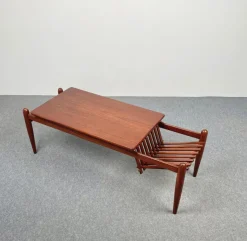 Best Pamono Teak Wood Coffee Table Magazine Rack, Italy, 1960s