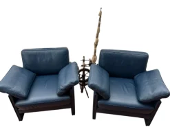 Outlet Pamono Team Lounge Chairs in Leather from Wellis, 1980s, Set of 2