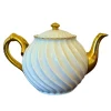 Outlet Pamono Teapot with Fluted Swirl Relief and Gilt Accents fom Haviland Limoges, France, 1950