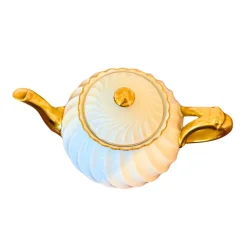 Outlet Pamono Teapot with Fluted Swirl Relief and Gilt Accents fom Haviland Limoges, France, 1950