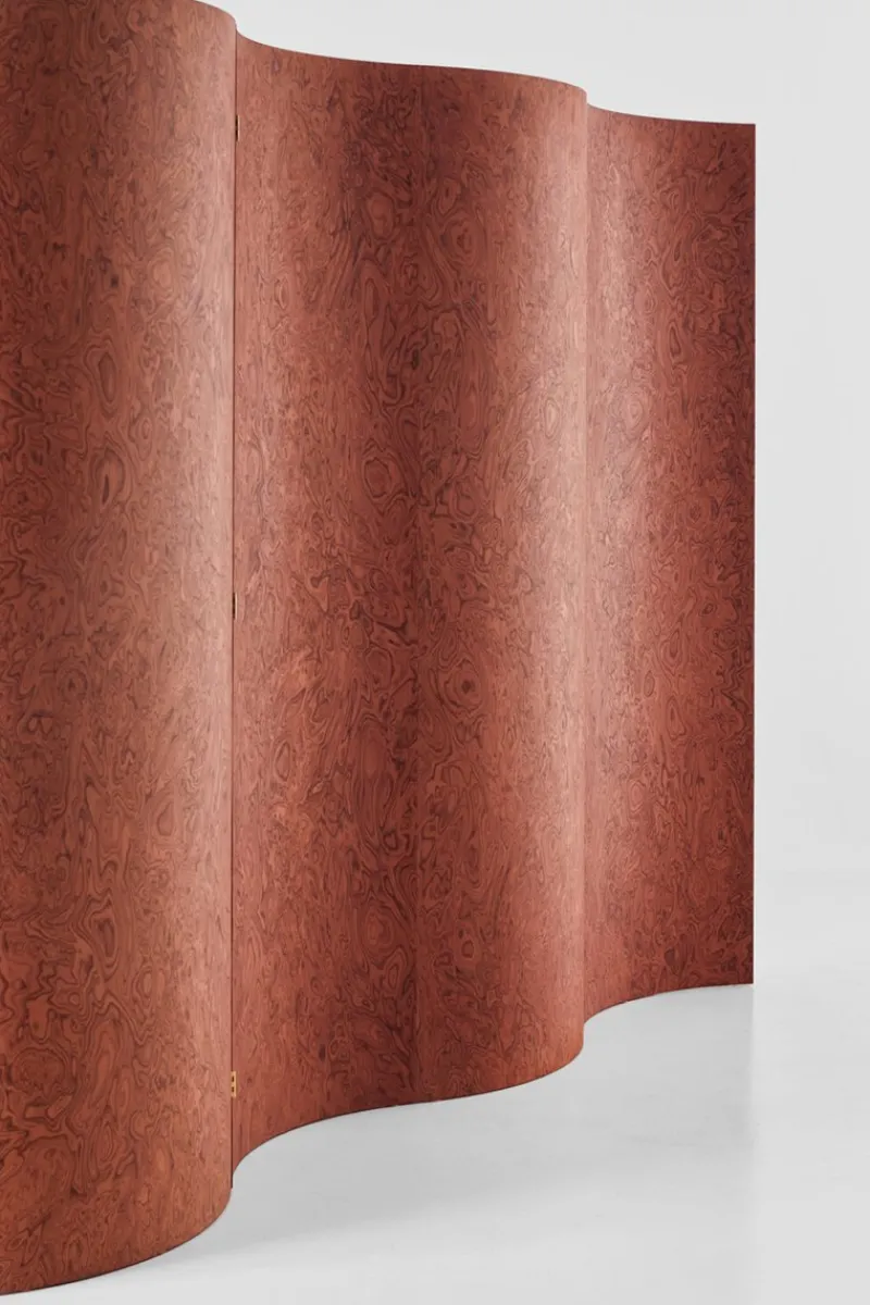Discount Pamono Terracotta Elm Burl Veneer Room Divider by Daniel Nikolovski & Danu Chirinciuc for KABINET, 2019
