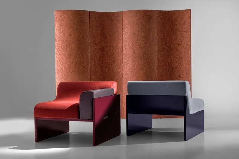 Discount Pamono Terracotta Elm Burl Veneer Room Divider by Daniel Nikolovski & Danu Chirinciuc for KABINET, 2019