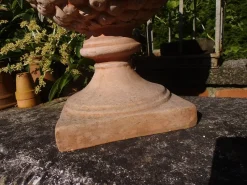 Pamono Terracotta Pinecone Garden Sculptures, 1980s, Set of 2><noscript><img width=