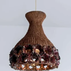 Pamono Terracotta Red Pendant in Ceramic with Holes, Denmark, 1960s> Ceiling Lights