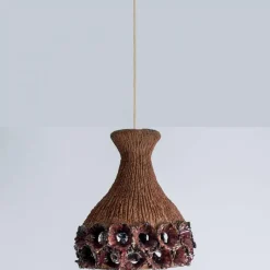 Pamono Terracotta Red Pendant in Ceramic with Holes, Denmark, 1960s><noscript><img width=