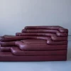 Pamono Terrazza Landscapes in Burgundy Leather by Ubald Klug for de Sede, 1970s, Set of 4> Living Room Sets
