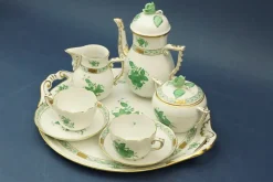 Discount Pamono Tete À Tete Coffee Service with Tray in Porcelain with Apponyi Decoration from Herend, Hungary, 1930s, Set of 8