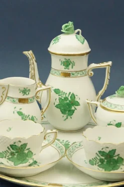 Discount Pamono Tete À Tete Coffee Service with Tray in Porcelain with Apponyi Decoration from Herend, Hungary, 1930s, Set of 8