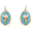 Online Pamono 19th Century 18 Karat French Yellow Gold Lever- Back & Blue Enamel Earrings, Set of 2