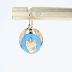 Online Pamono 19th Century 18 Karat French Yellow Gold Lever- Back & Blue Enamel Earrings, Set of 2