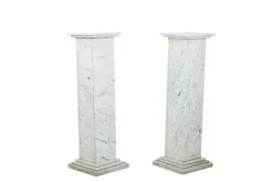 Pamono 20th Century Art Deco Columns in White Marble, Set of 2> Pedestals And Columns