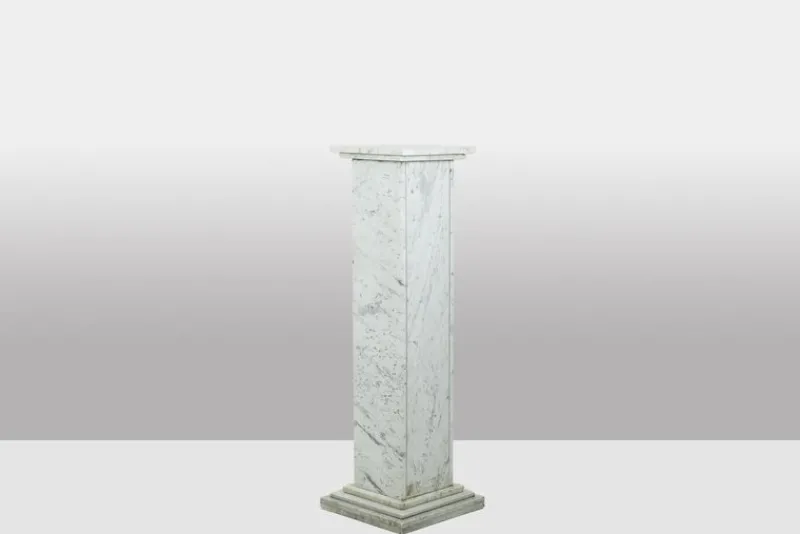 Pamono 20th Century Art Deco Columns in White Marble, Set of 2> Pedestals And Columns