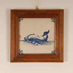 Pamono 17th Century Baroque Framed Sea Creatures Monsters Tiles in Blue and White from Royal Delft, Set of 4> Architectural Elements