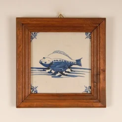 Pamono 17th Century Baroque Framed Sea Creatures Monsters Tiles in Blue and White from Royal Delft, Set of 4><noscript><img width=