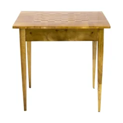 Pamono 19th Century Biedermeier Walnut Marquetry Chess Table> Game Tables